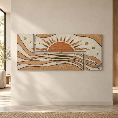 Artitalia Pannello materico tema in rilievo in legno dettagli argento e oro 155x65 Colore: Oro