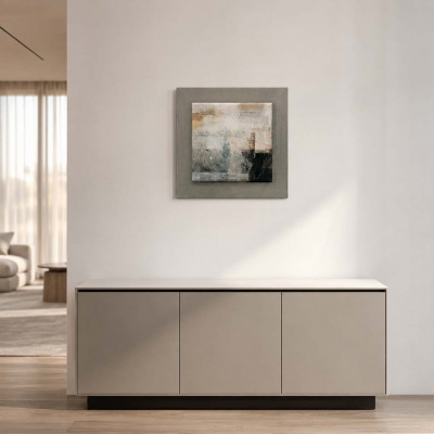Artitalia Quadretto in legno astratto in rilievo con dettagli moderni in argento 35x35 Colore: Marrone