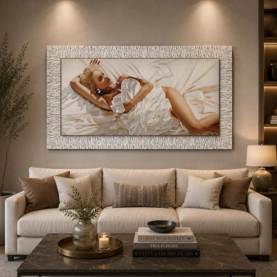 Artitalia Quadro con cornice argento figurativo con glitter strass e brillanti 140X70