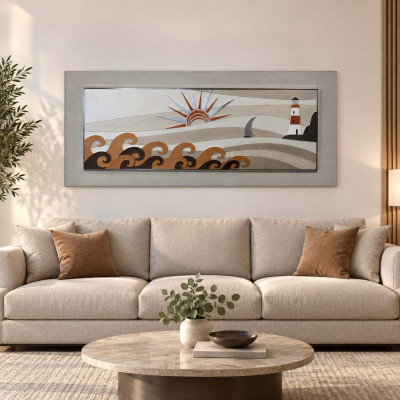 Artitalia Quadro in legno con cornice in stile marinaro contemporaneo 155x65