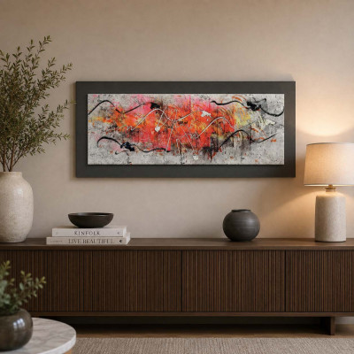Artitalia Quadro moderno in legno tema astratto in rilievo dettagli in argento 120X60 Colore: Ardesia