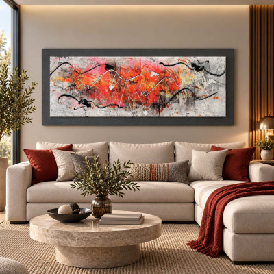 Artitalia Quadro moderno in legno tema astratto in rilievo dettagli in argento 155X65 Colore: Ardesia