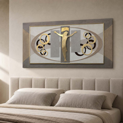 Artitalia Quadro per camera da letto in stile moderno con crocifisso 120x60