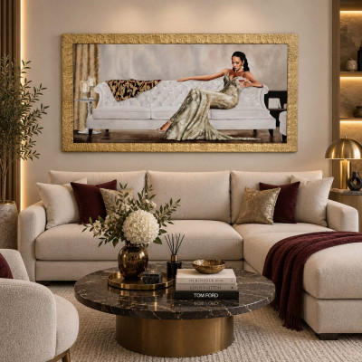 Artitalia Stampa con cornice dorata a tema figurativo dettagli glitterati 154x86