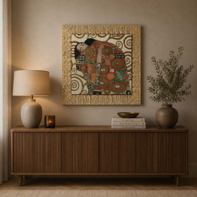 Artitalia Klimt Stampa con cornice dorata con decori materici