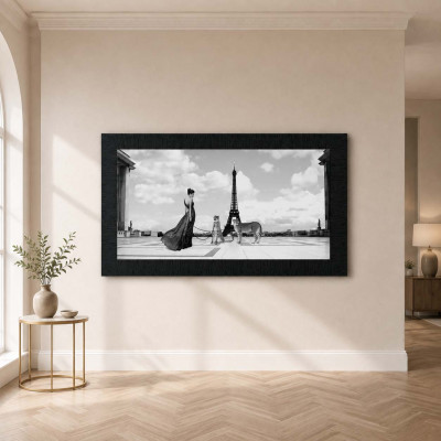 Artitalia Stampa con cornice in legno dettagli materici glitterati e strass 156x86