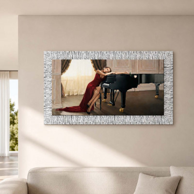 Artitalia Stampa cornice argentata moderna decori materici e dettagli glitterati 156x86