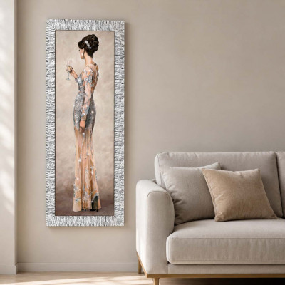 Artitalia Stampa figurativa con cornice argentata decori con glitter e strass 56x136