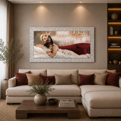 Artitalia Stampa figurativa con cornice argento glitterato con trass e brillanti 116x66