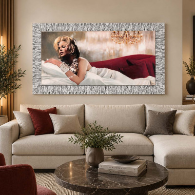 Artitalia Stampa figurativa con cornice argento glitterato con trass e brillanti 156x86