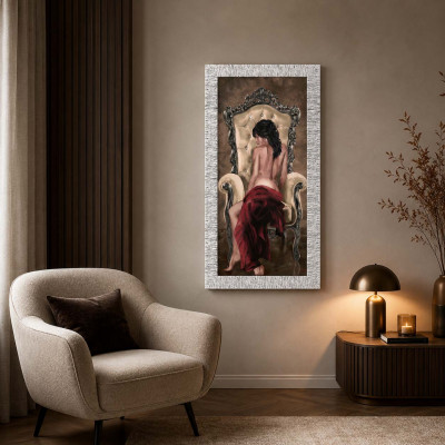 Artitalia Stampa figurativa moderna con cornice argento con glitter e strass 51x86