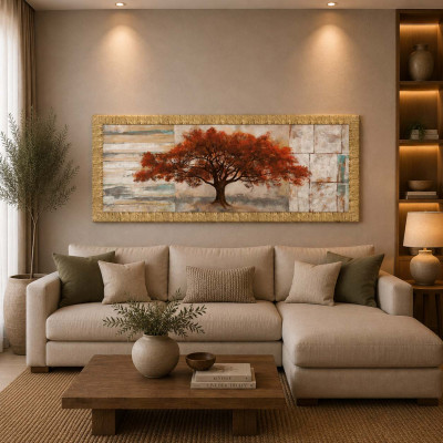 Artitalia Stampa moderna a tema paesaggistico con dettagli materici e glitter 153x63