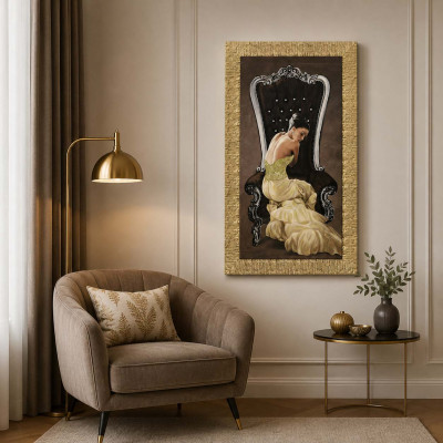 Artitalia Stampa moderna con cornice oro decori materici con brillanti e strass 66x116