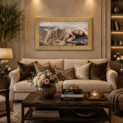 Artitalia Stampa su tela con cornice in legno dorata moderna dettagli glitterati 51x86