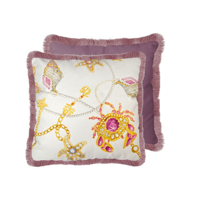 Baci Milano - Portofino - Cuscino in tessuto dalle linee eleganti - Colore: Bianco/Rosa - SKU: CUS60.POR01