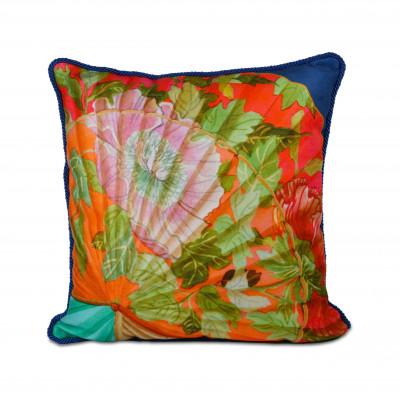 Baci Milano - Ventagli - Cuscino in velluto piccolo dal design moderno - Colore: Multicolore - SKU: CUS45.VEN01