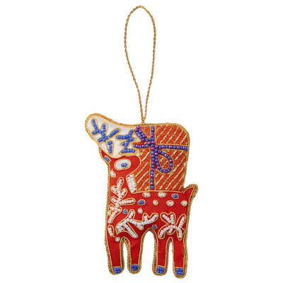 Baci Milano - Decorazione per albero di Natale Renna ricamato a mano - Colore: Rosso - SKU: XDEC.NAT12 