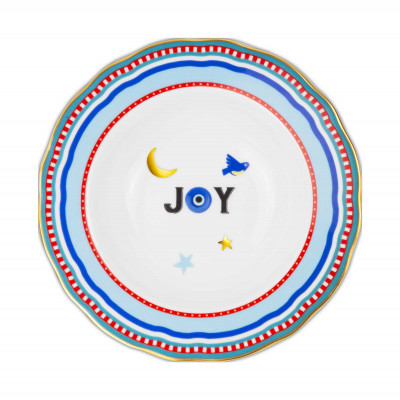 Baci Milano - Mamma Mia - Piatto fondo in porcellana dal design moderno ed elegante "Joy" - Colore: Rosso/Blu - SKU: PLA2.MAM04