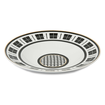  Baci Milano - Optical - Piatto fondo in porcellana dal design moderno - Colore: Bianco/Nero - SKU: GPL1.OPT01 