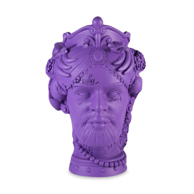 Baci Milano - Sagrada Familia - Scultura piccola da tavolo o da appendere con testa uomo "il trasgressivo" - Colore: Viola - SKU: CAME.SAG06C