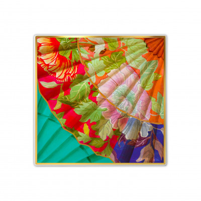  Baci Milano - Ventagli - Vassoio quadrato piccolo in porcellana dal design moderno ed elegante - Colore: Multicolore - SKU: GTR3.VEN01 
