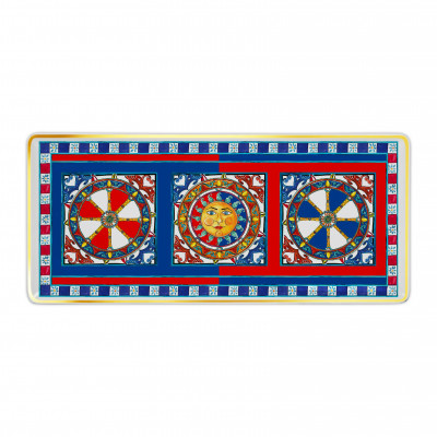  Baci Milano - Sole Mio - Vassoio rettangolare piccolo in porcellana dal design moderno ed elegante - Colore: Rosso/Blu - SKU: GTR5.SOL01 