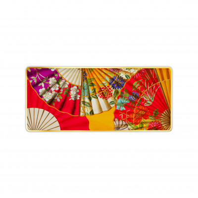  Baci Milano - Ventagli - Vassoio rettangolare piccolo in porcellana dal design moderno ed elegante - Colore: Rosso - SKU: GTR5.VEN01 
