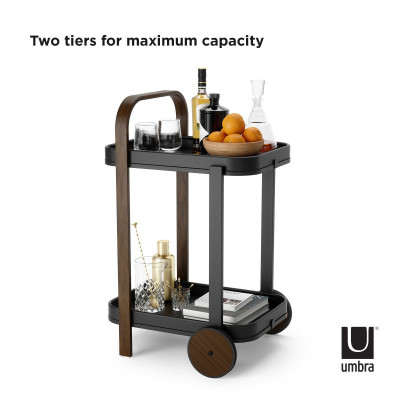 Umbra Carrello da portata da cucina con ruote dal design moderno ed elegante Colore: Nero