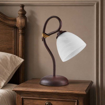 Be Light Dallas Abat-jour classica in metallo con paralume in vetro per camera da letto Colore: Ruggine