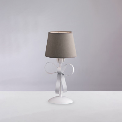 Be Light - Lucy - Abat-jour moderna in metallo con decorazione shabby con paralumi in pvc - Colore: Bianco - 1 Lampadina E14 42W - IP20 - SKU: BL184-LT-BCO