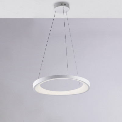 Be Light - Anna - Lampada a sospensione circolare moderna struttura in alluminio e diffusore a LED - Colore: Bianco - 1 Lampadina Led Integrato 32W - Lumen 2900 - Gradi Kelvin 4000k Luce Naturale - IP20 - SKU: BL249-S50