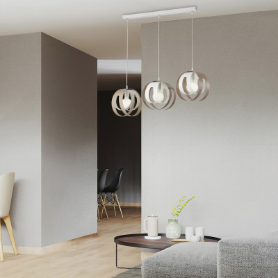 Be Light - Tobias - Lampada a sospensione con struttura e 3 diffusori in metallo dal design moderno - 3 Lampadine E27 55W - IP20 - SKU: BL302-BIN3