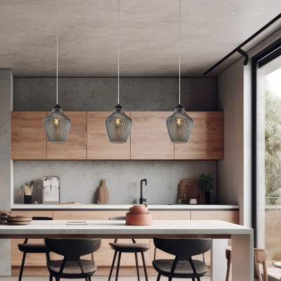 Be Light - Maya - Lampada a sospensione in metallo con diffusore in vetro dal design moderno - 1 Lampadina E27 55W - IP20 - SKU: BL296-S1