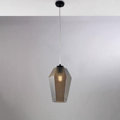Be Light - Prisma - Lampada a sospensione in metallo con diffusori in vetro dal design moderno - Colore: Grigio Fumè - 1 Lampadina - E27 - 55W - IP20 - SKU: BL303-S1-SP