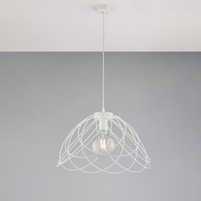 Be Light - Pagoda - Lampada a sospensione moderna con struttura e diffusore in metallo - Colore: Bianco - 1 Lampadina - E27 - 55W - IP20 - SKU: BL298-S1-BCO