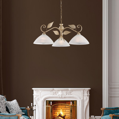 Be Light - Esse - Lampadario rotondo classico in metallo con 3 diffusori in vetro - 3 Lampadine E27 55W - IP20 - SKU: BL313-3