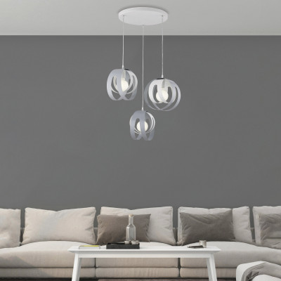 Be Light - Tobias - Lampada a sospensione rotonda con tre diffusori in metallo dal design moderno - 3 Lampadine E27 55W - IP20 - SKU: BL302-S3