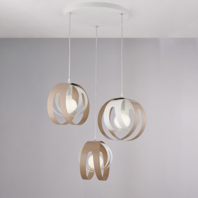 Be Light - Tobias - Lampada a sospensione rotonda con tre diffusori in metallo dal design moderno - Colore: Tortora - 3 Lampadine - E27 - 55W - IP20 - SKU: BL302-S3-BT