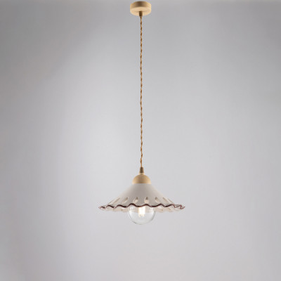 Be Light Osteria Lampada a sospensione rustica con singolo diffusore in ceramica Colore: Avorio