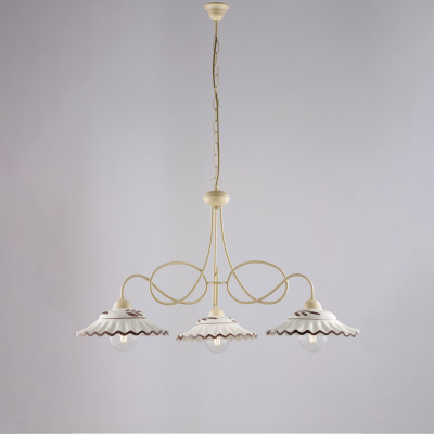 Be Light - Bistrot - Lampadario rustico in metallo con triplo diffusore in ceramica - Colore: Avorio - 3 Lampadine - E27 - 55W - IP20 - SKU: BL288-3-AV