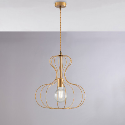 Be Light - Titty - Lampada a sospensione singola con struttura in metallo dalle linee moderne - Colore: Oro - 1 Lampadina - E27 - 60W - IP20 - SKU: BL206-ORO