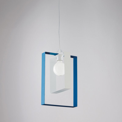 Be Light Duplo Lampada a sospensione singola struttura in metallo dalle linee moderne Colore: Bianco/Bluette