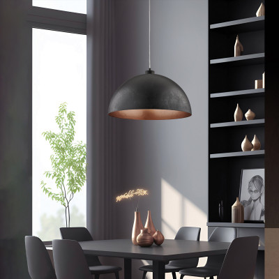 Be Light - Marcus - Lampada a sospensione struttura e paralume grande in metallo dal design moderno - 1 Lampadina E27 55W - IP20 - SKU: BL289-1-DM50