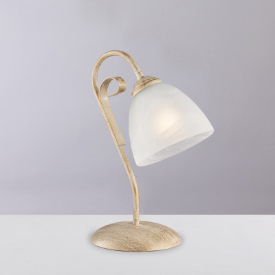 Be Light Forgiato Lampada da comodino di design classico in metallo laccato con diffusore in vetro Colore: Avorio/Oro