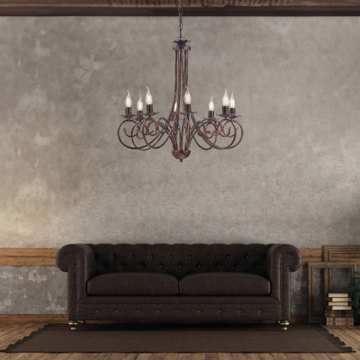 Be Light - Alma - Lampadario grande con struttura in metallo dalle linee classiche - 8 Lampadine E14 40W - IP20 - SKU: BL130-8