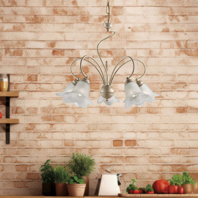 Be Light Alice Lampadario grande dalle linee classiche diffusori in vetro Colore: Avorio