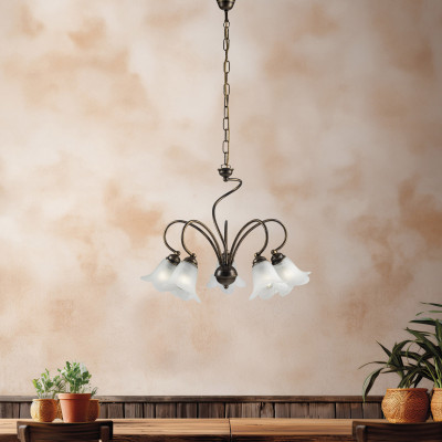Be Light Alice Lampadario grande dalle linee classiche diffusori in vetro Colore: Bronzo