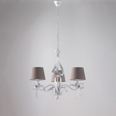 Be Light - Lucy - Lampadario in metallo bianco con decorazione shabby 3 luci con paralumi in pvc - Colore: Bianco - 3 Lampadine E14 42W - IP20 - SKU: BL184-3-BCO