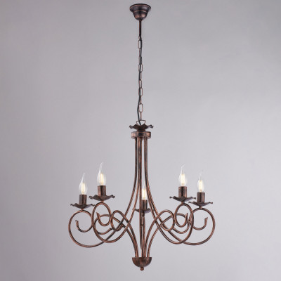 Be Light - Alma - Lampadario medio con struttura in metallo dalle linee classiche - Colore: Nero/Rame - 5 Lampadine - E14 - 40W - IP20 - SKU: BL130-5-NR