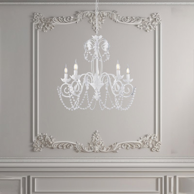 Be Light - Damasco - Lampadario medio in metallo con strass dalle linee classiche - 5 Lampadine E14 40W - IP20 - SKU: BL77-5